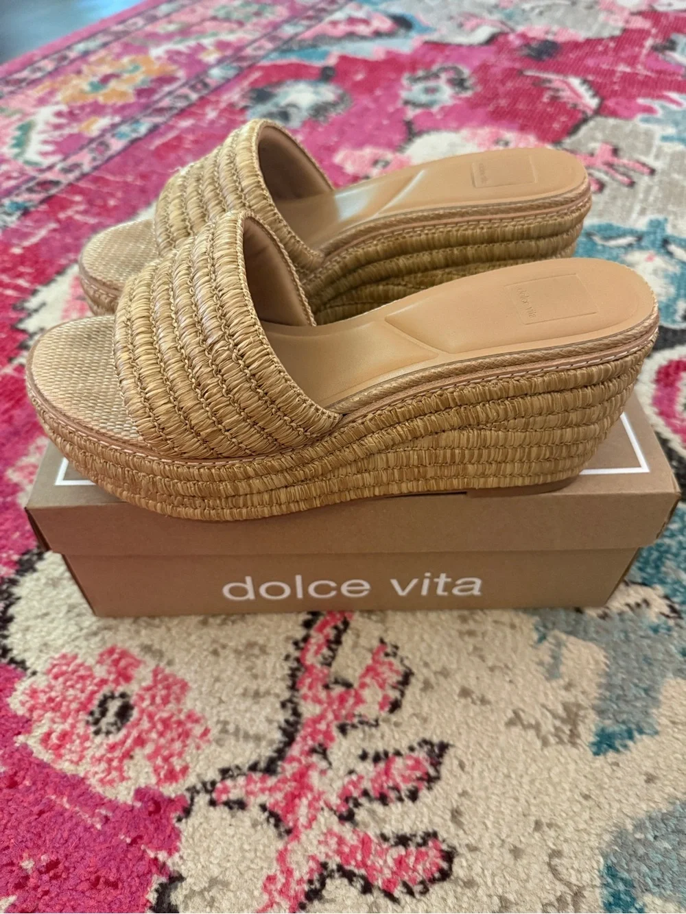 Dolce Vita Throne Woven Raffia Platform Sandals
